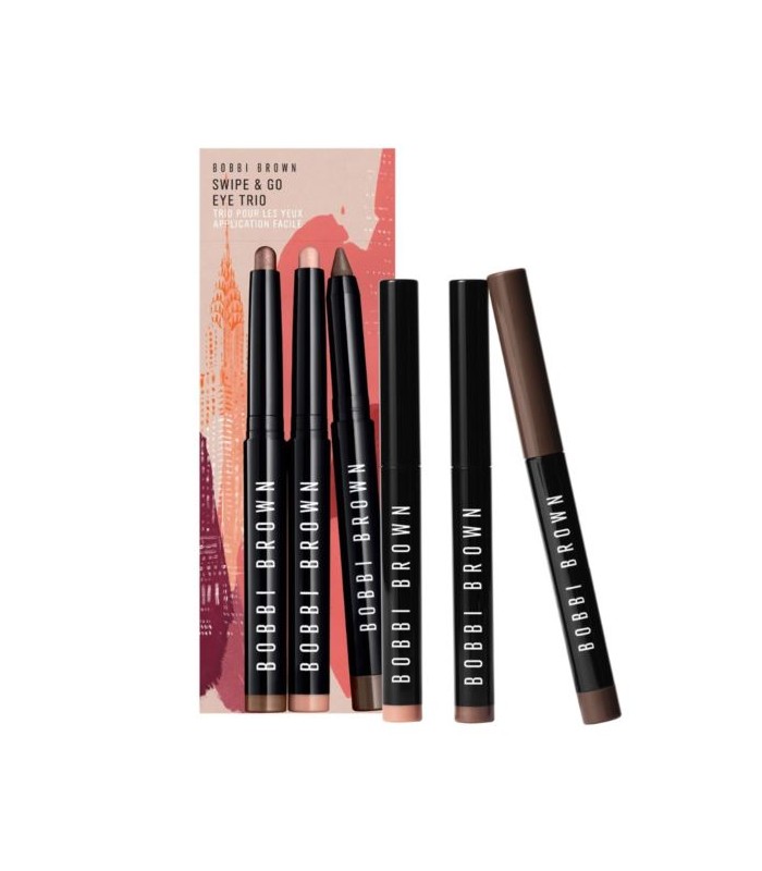 Bobbi Brown SET Swipe And Go Eye Trio: Long-Wear Cream Shadow Stick 1,6g. Golden Pink + Long-Wear Cream Shadow Stick 1,6g. Smoke