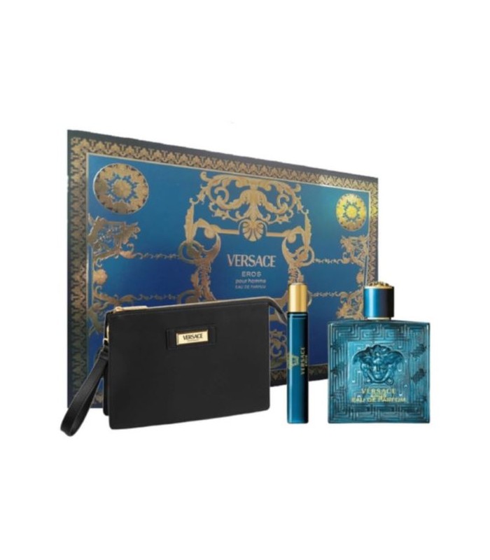 Versace Eros Eau De Parfum 100ml. + Eau De Parfum 10ml. + Kosmetyczka  ZESTAW